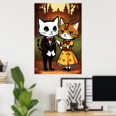Poster Mari anthropomorphique et femme chat | Art AI (Bureau à domicile)