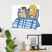 Poster Mari et femme humoristiques au coucher (Bureau à domicile)