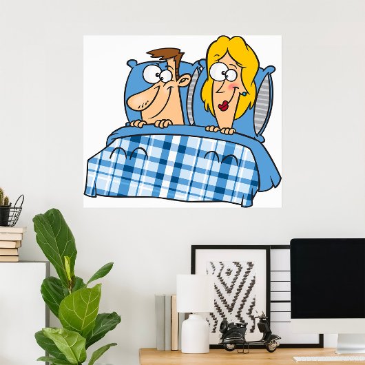 Poster Mari et femme humoristiques au coucher
