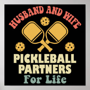 Poster Mari Et Femme Partenaires De Pickleball Pour La Vi
