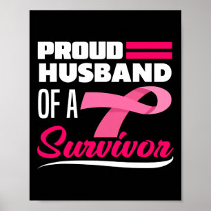 Poster Mari fier d'une survivante Épouse Cancer du sein A