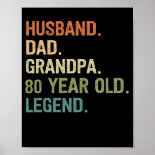 Poster Mari papa grand-père 80 ans 80e anniversaire cadea
