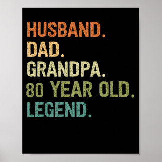 Poster Mari papa grand-père 80 ans 80e anniversaire cadea
