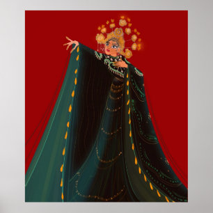 Poster Maria Callas en Turandot personnage de dessin anim