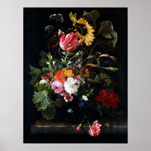Poster Maria van Oosterwyck Bouquet de fleurs dans un vas (Devant)