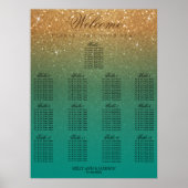 Poster Mariage 13 Siège - Parties scintillant Turquoise e (Devant)