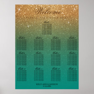 Poster Mariage 13 Siège - Parties scintillant Turquoise e