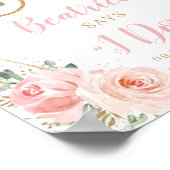 Poster Mariage à Compter Floral Rose Gold Géométrique Je (Coin)