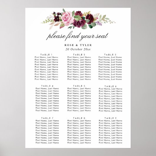Poster mariage à fleurs violettes (Devant)