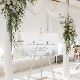 Poster Mariage à la montagne d'hiver Choisissez un siège 