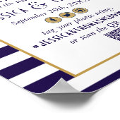 Poster Mariage à l'ancre à rayures Navy & Blanc (Coin)