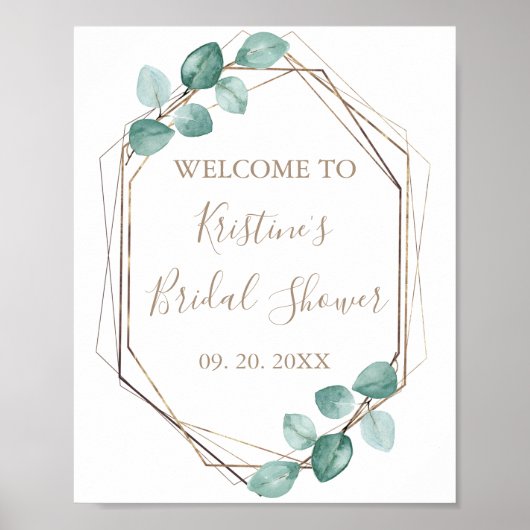 Poster Mariage à l'aquarelle d'eucalyptus moderne avec éc (Devant)