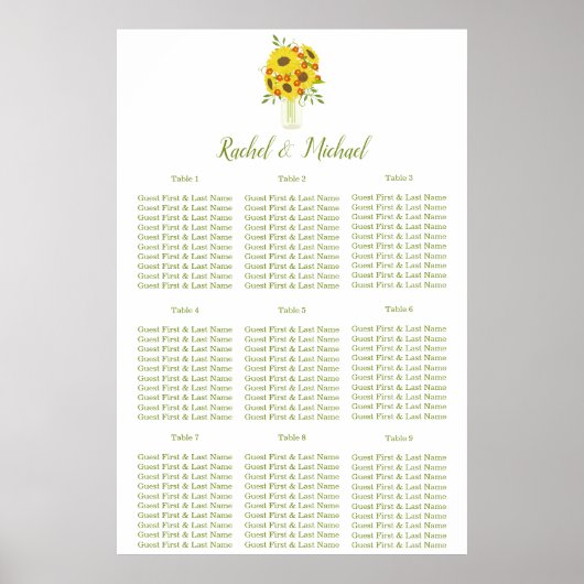 Poster Mariage à thème Tournesol de Pays de Charme (Devant)