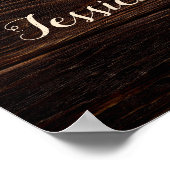 Poster Mariage Accueil Bois rustique Bleu Floral String (Coin)