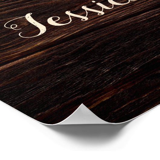 Poster Mariage Accueil Bois rustique Bleu Floral String (Coin)