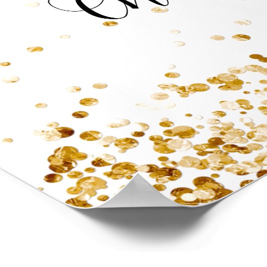 Poster Mariage accueil or blanc élégant script (Coin)