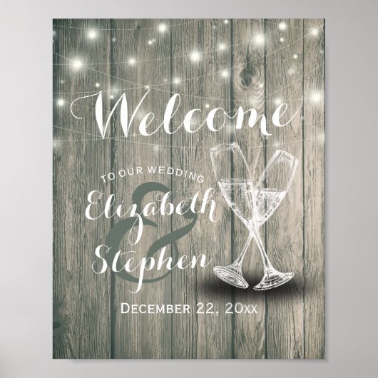 Poster Mariage Accueil Réception Signal Champagne Verres (Devant)