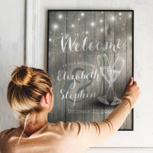 Poster Mariage Accueil Réception Signal Champagne Verres