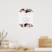 Poster Mariage ACCUEIL RUSTIQUE DE FLEURS D'EAU EN COULEU (Cuisine)