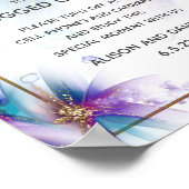 Poster Mariage Accueil Turquoise violet Fleurs Abstraites (Coin)