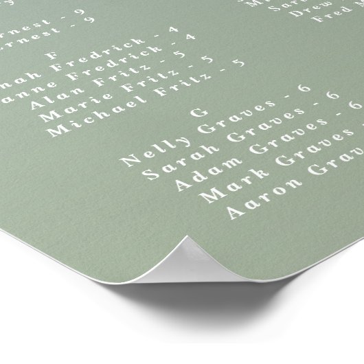 Poster Mariage Alphabétique Bleu et Vert (Coin)