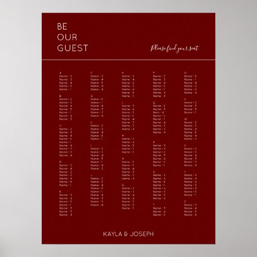Poster Mariage alphabétique de Bourgogne (Devant)