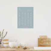 Poster Mariage Alphabétique Dusty bleu (Cuisine)