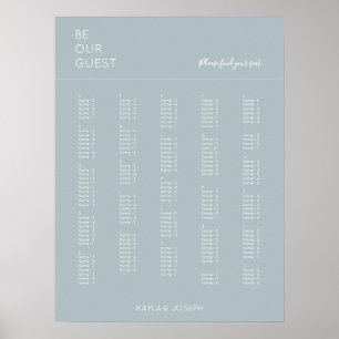 Poster Mariage Alphabétique Dusty bleu