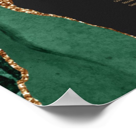 Poster Mariage alphabétique Emerald Green Agate Siège (Coin)