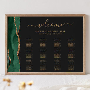Poster Mariage alphabétique Emerald Green Agate Siège
