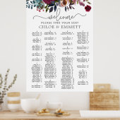 Poster Mariage alphabétique floral rouge foncé (Cuisine)