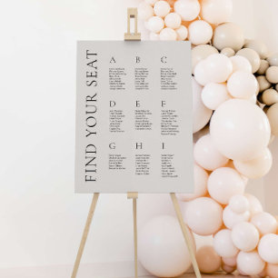 Poster Mariage Alphabétique moderne en Taupe