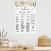 Poster Mariage Alphabétique Rose Blanc Floral (Cuisine)