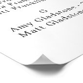 Poster Mariage alphabétique rose rouge floral (Coin)