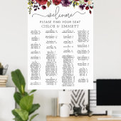 Poster Mariage alphabétique rose rouge floral (Bureau à domicile)