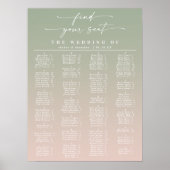 Poster Mariage alphabétique vert et rose (Devant)