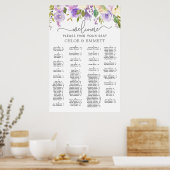 Poster Mariage Alphabétique Violet Floral (Cuisine)