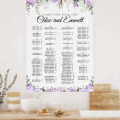 Poster Mariage Alphabétique Violet Floral (Cuisine)