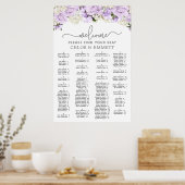 Poster Mariage Alphabétique Violet Floral (Cuisine)