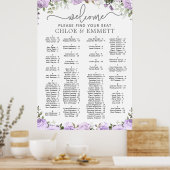Poster Mariage Alphabétique Violet Floral (Cuisine)