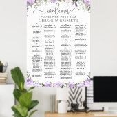 Poster Mariage Alphabétique Violet Floral (Bureau à domicile)