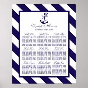 Poster Mariage Ancre bleu marine