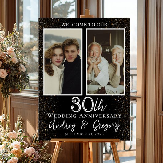 Poster Mariage anniversaire photo collage bienvenue