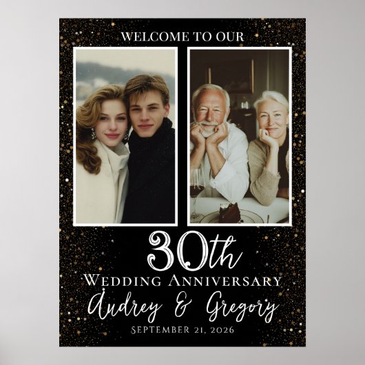 Poster Mariage anniversaire photo collage bienvenue (Devant)