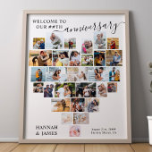 Poster Mariage Anniversaire Script Heart Photo Collage
