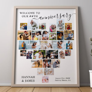 Poster Mariage Anniversaire Script Heart Photo Collage