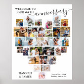 Poster Mariage Anniversaire Script Heart Photo Collage (Devant)