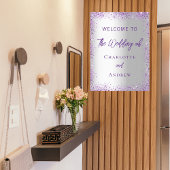 Poster Mariage argent violet pétillant accueil