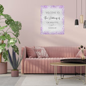 Poster Mariage argent violet pétillant accueil