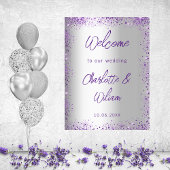 Poster Mariage argent violet violet parties scintillant v